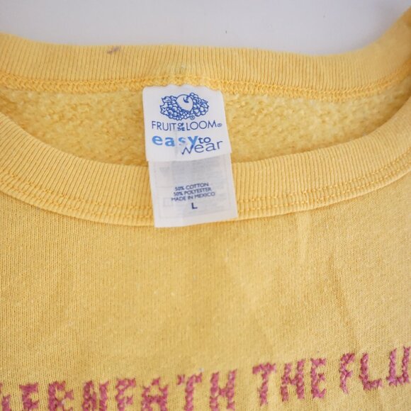 Vintage Fruit of the Loom Yellow Cotton Blend Lamb Graphic Sweet Sweatshirt L - Picture 9 of 9